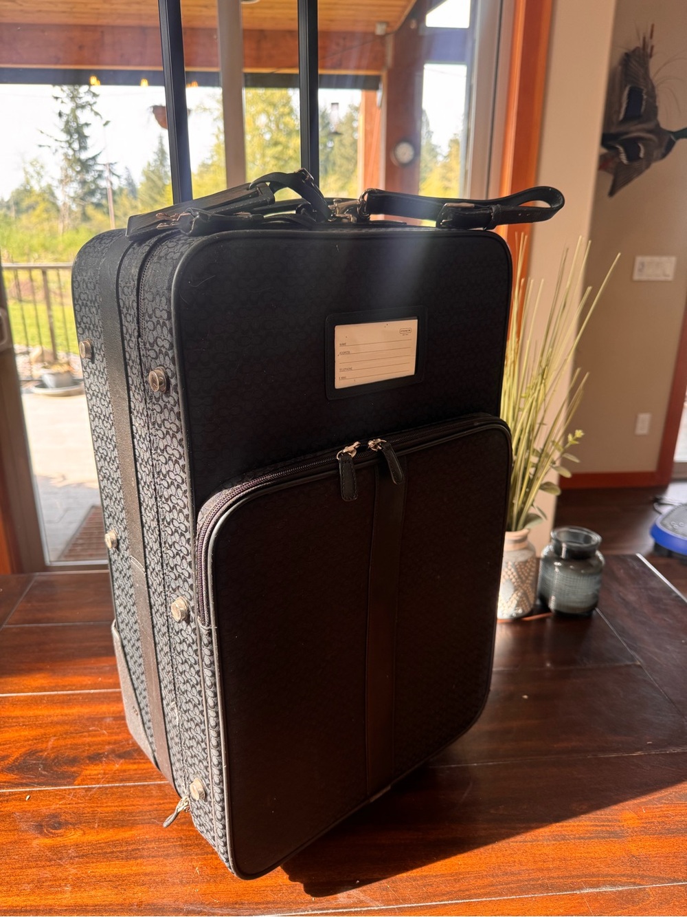 Coach Black Signature Pattern Carry-On Travel Bag